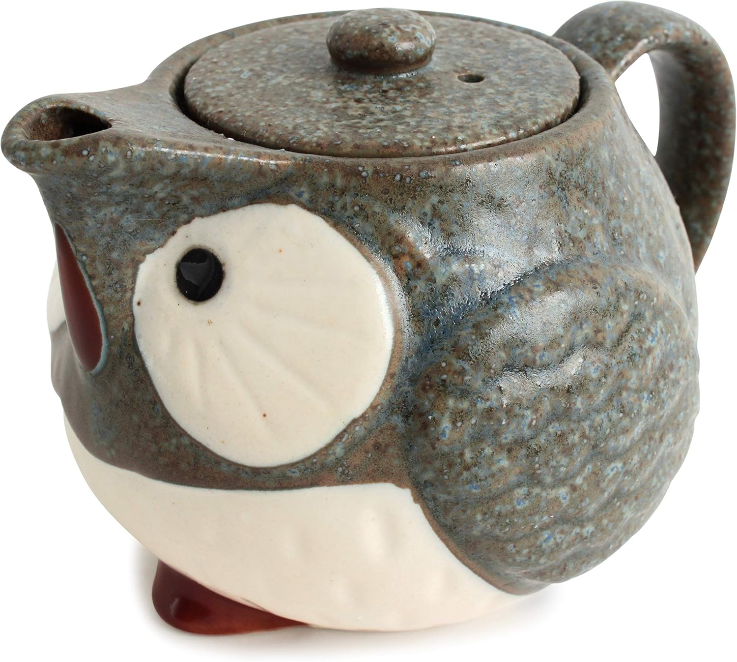 mino ware 日本陶盆茶壶 kyusu 猫头鹰形状 炭黑色 日本制造(日本进口